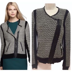 Vince Camuto Moto Sweater Jacket With Faux Leather